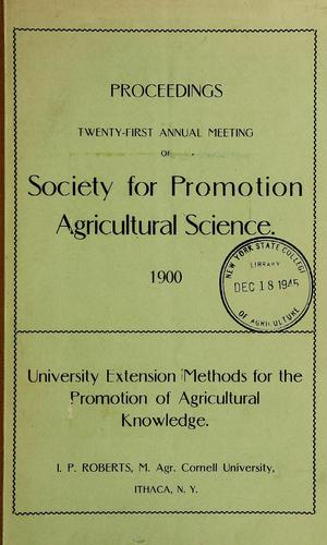 Cover for University extension methods for the promotion of agricultural knowledge