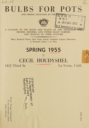 Cover for Bulbs for pots and spring planting in the garden, spring 1955