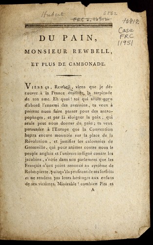 Cover for Du pain, Monsieur Rewbell, et plus de cambonade