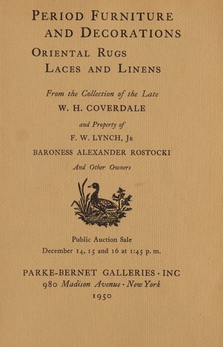 Cover for Period furniture, laces & Oriental rugs ...