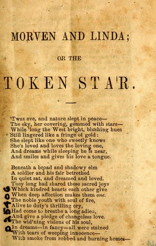 Cover for Morven and Linda, or, The token star