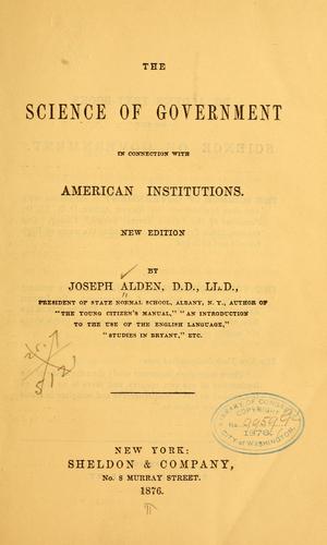 Cover for The science of government