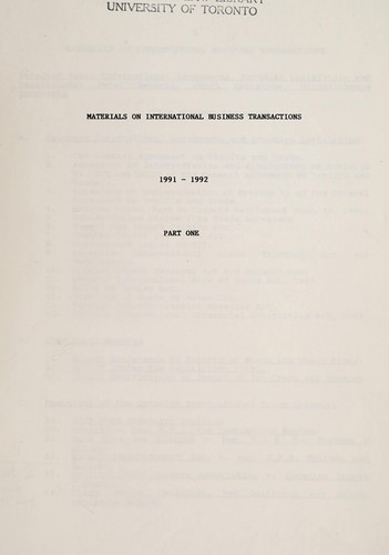 Cover for Materials on international business transactions