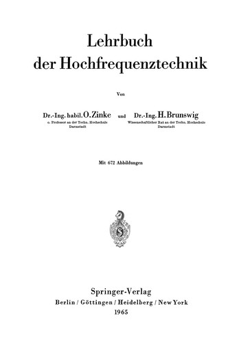 Cover for Lehrbuch der Hochfrequenztechnik