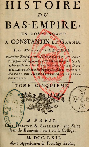 Cover for Histoire du Bas-Empire en commençant à Constantin le Grand