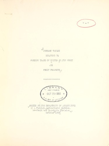 Cover for Summary tables relating to foreign trade of United States fruit and fruit products