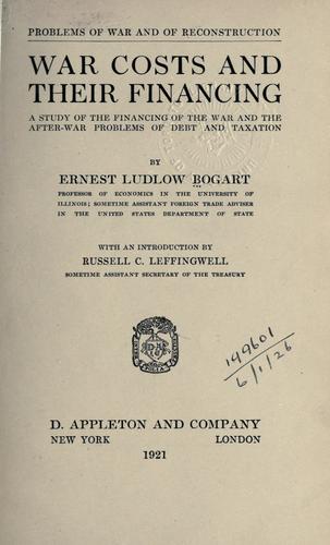 Cover for War costs and their financing