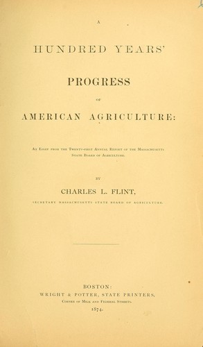 Cover for A hundred years' progress of American agriculture