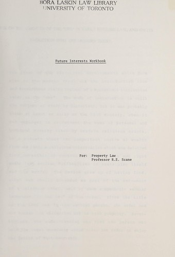 Cover for Future interests workbook