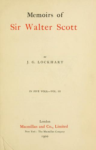 Cover for Memoirs of Sir Walter Scott