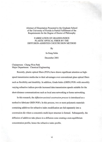 Cover for Fabrication of graded-index plastic optical fiber by the diffusion-assisted coextrusion method