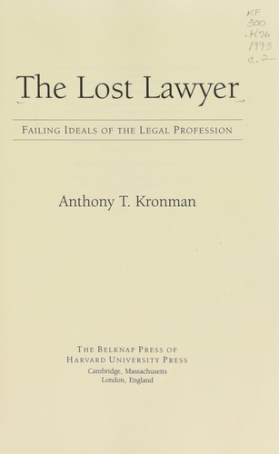 Cover for The lost lawyer