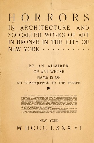 Cover for Horrors in architecture