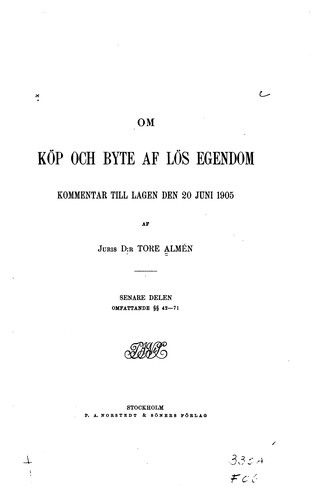 Cover for Om köp och byte af lös egendom