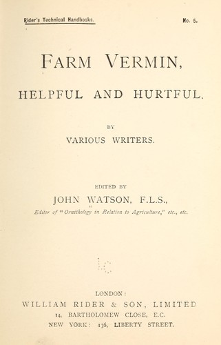Cover for Farm vermin, helpful and hurtful.