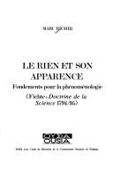 Cover for Le rien et son apparence