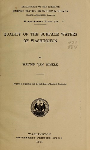 Cover for Quality of the surface waters of Washington
