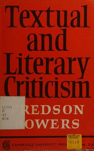 Cover for Textual and Literary Criticism