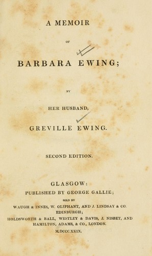 Cover for Memoir of Barbara Ewing.