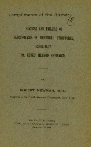 Cover for Success and failure of electrolysis in urethral strictures