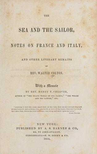 Cover for The sea and the sailor