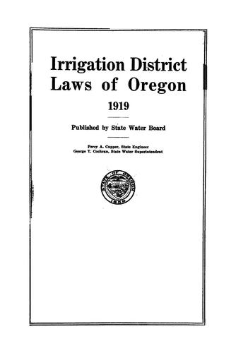 Cover for Irrigation district laws of Oregon, 1919