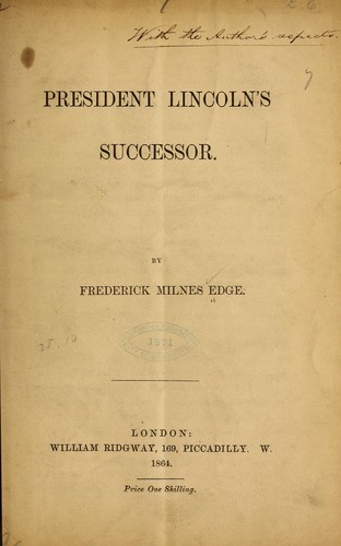 Cover for President Lincoln's successor.