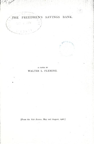 Cover for The Freedmen's Savings Bank.