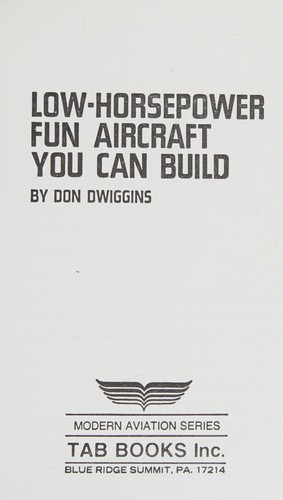 Cover for Low-horsepower fun aircraft you can build