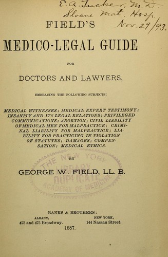 Cover for Field's Medico-legal guide for doctors and lawyers.
