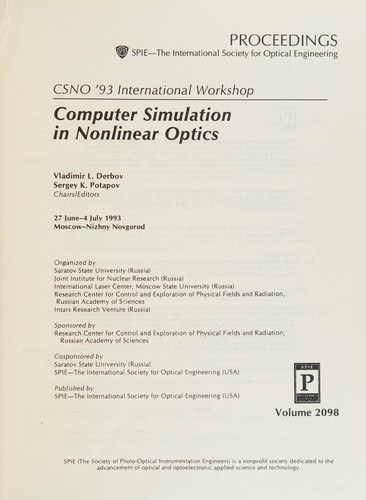 Cover for Computer simulation in nonlinear optics