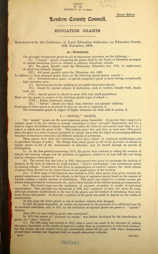 Cover for Education grants