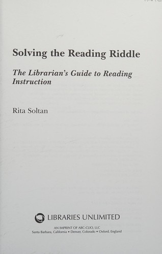 Cover for Solving the reading riddle