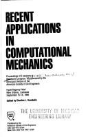 Cover for Recent applications in computational mechanics
