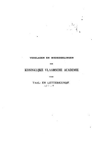 Cover for Verslagen en mededelingen van de Koninklijke Vlaamse Academie voor Taal- en ...