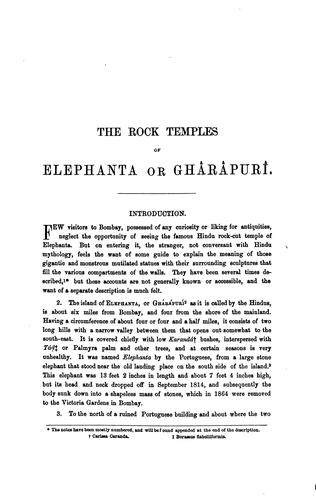 Cover for The rock-temples of Elephanta or Ghârâpurî