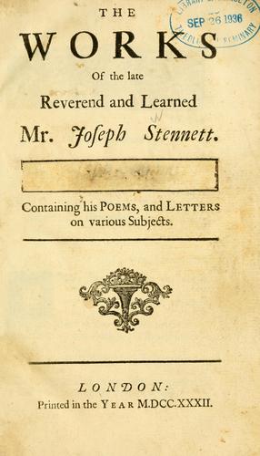 Cover for Works of the late Reverend and Learned Mr. Joseph Stennett