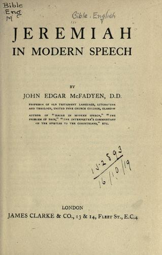 Cover for Jeremiah in modern speech