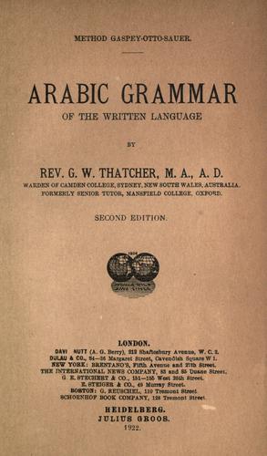 Cover for Arabic grammar of the written language