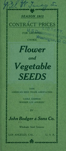 Cover for Season of 1913 contract prices for growing choice flower and vegetable seeds