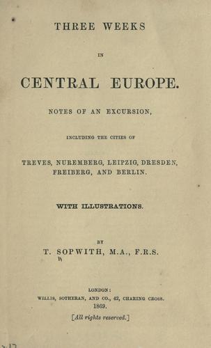 Cover for Three weeks in Central Europe