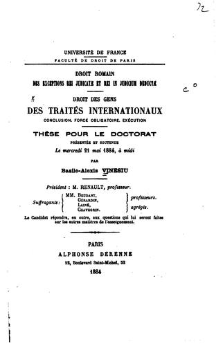 Cover for Des exceptions rei judicatæ et rei in judictium deductæ ...