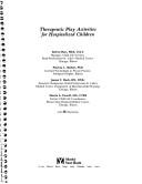 Cover for Therapeutic play activities for hospitalized children