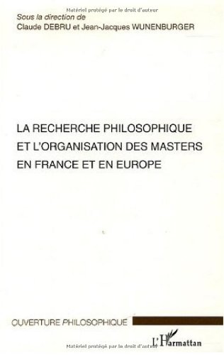 Cover for La recherche philosophique et l'organisation des masters en France et en Europe