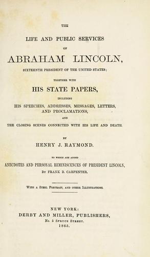 Cover for The life and public services of Abraham Lincoln.