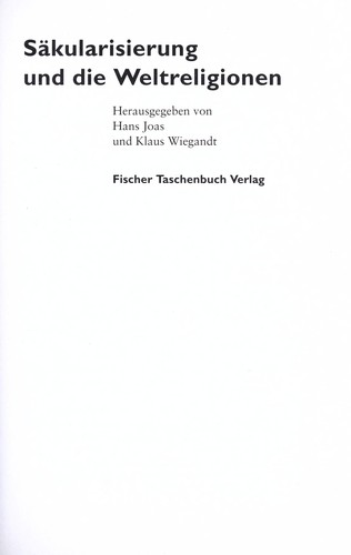 Cover for S akularisierung und die Weltreligionen