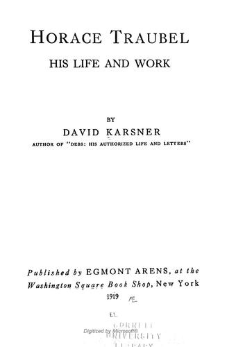 Cover for Horace Traubel