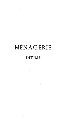 Cover for Ménagerie intime