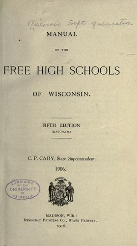 Cover for Manual of the free high schools of Wisconsin