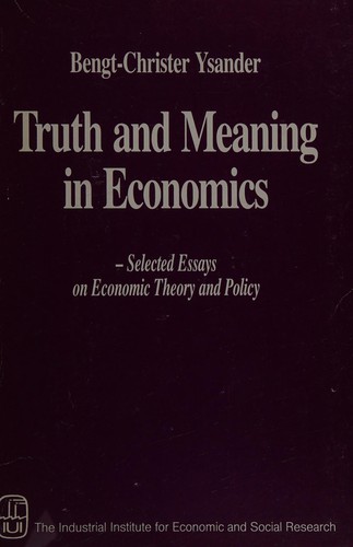 Cover for Truth and Meaning in Economics